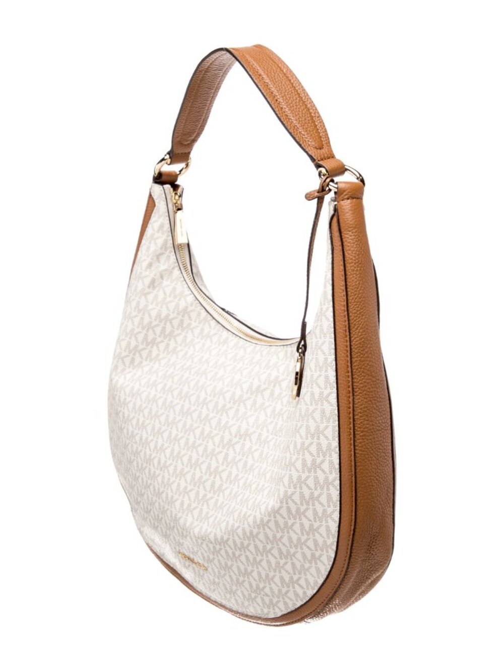 Michael Kors Cream & Tan Monogram Hobo Handbag - Picture 3 of 5